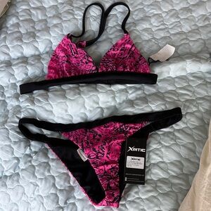 Women's Hot Pink Leopard Triangle Bikini Set